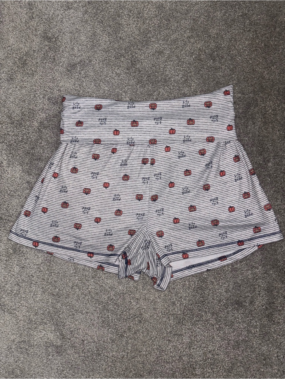 Striped Pumpkin Print Women’s Shorts